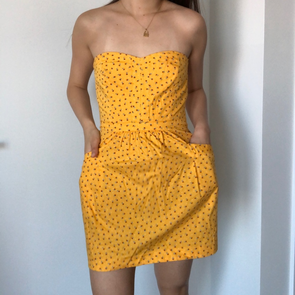 TOPSHOP strapless yellow dress
